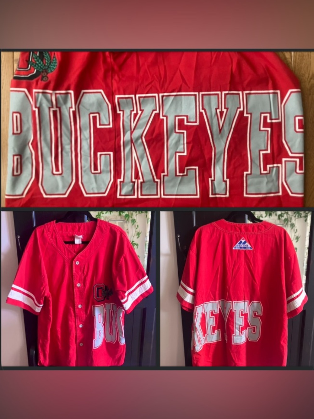 Vintage 90s Apex One Button Up Ohio State Buckeyes All Over Jersey Sz Large